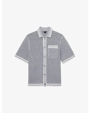 Reiss Meadows Short-Sleeve Crochet Shirt - Grey