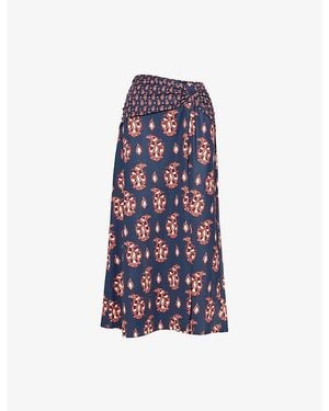 Johanna Ortiz Under The Sun Side-Split Woven Maxi Skirt - Blue