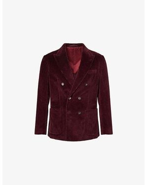 Eleventy Double-Breasted Corduroy Suit Jacket - Red