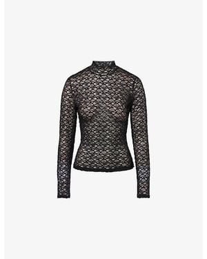 Reformation Nell Knitted Stretch-Lace Top - Black