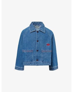 Bode Embroidered Boxy Denim Jacket - Blue