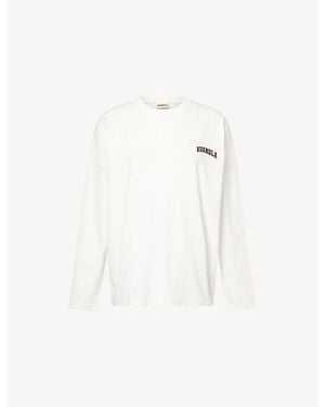 ADANOLA Varsity Drop-Shoulder Cotton-Jersey Sweatshirt - White