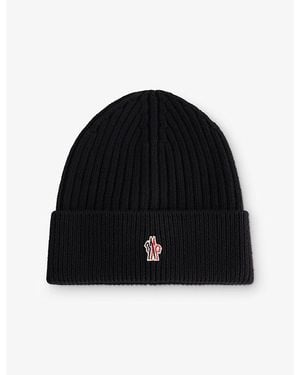 Moncler Embroidered Badge Wool Beanie - Black