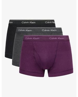 Calvin Klein Classics Pack Of Three Cotton Trunks - Purple