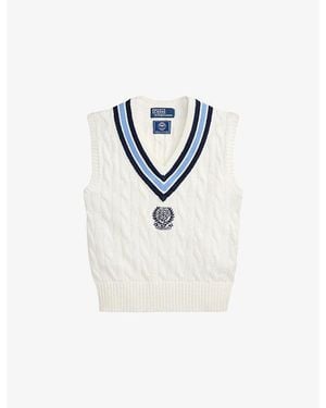 Polo Ralph Lauren X Wimbledon V-Neck Cotton-Knitted Vest - Blue