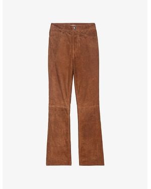 Zadig & Voltaire Pistol Flared-Leg Mid-Rise Suede Trousers - Brown