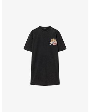 AllSaints Roque Graphic-Print T-Shirt Cotton Mini Dress - Black