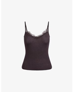 Skims Sheer Modal Lace Camisole Top - Purple