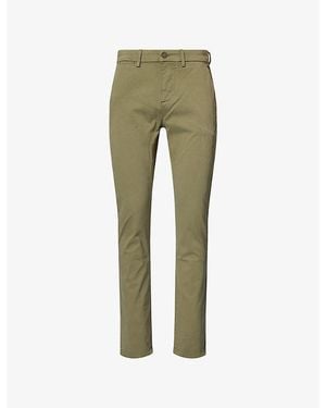 7 For All Mankind Mid-Rise Straight-Leg Cotton Chino Trousers - Green