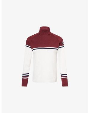 FALKE Roll-Neck Striped Wool-Blend Jumper - Red