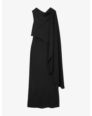 Reiss Winnie Cape-Detail Woven Maxi Dress - Black