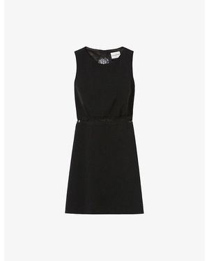 Claudie Pierlot Sleeveless Lace-Trim Stretch-Woven Mini Dress - Black
