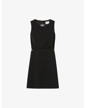 Claudie Pierlot Sleeveless Lace-Trim Stretch-Woven Mini Dress - Black