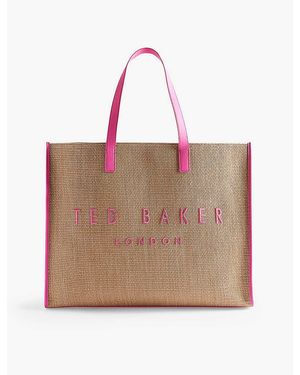 Ted Baker Pallmer Logo-embroidered Woven Tote Bag - Natural
