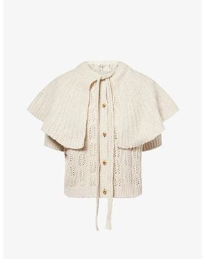 FRAME The Cape Short-Sleeves Wool-Blend Cardigan - Natural