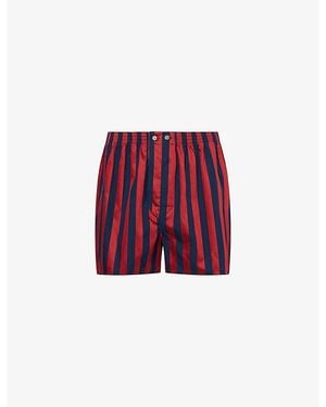 Derek Rose Striped Regular-Fit Boxer Shorts - Red