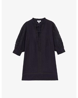 Reiss Vinnie Roll-Neck Ribbed Mini Dress in Natural | Lyst