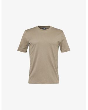 dunhill Brand-Embroidery Short-Sleeves Cotton-Jersey T-Shirt - Natural