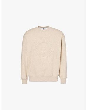 Aape Embossed-Branding Crew-Neck Relaxed-Fit Cotton-Blend Sweatshirt - Natural