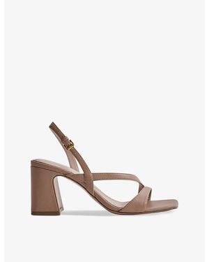 Reiss Alice Block-Heel Leather Sandals - Natural