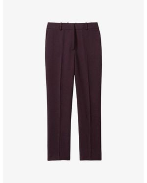 Reiss Gabi Slip-Pocket Slim-Leg Mid-Rise Woven Trousers - Purple