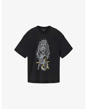 AllSaints Iron Tiger Graphic-Print Cotton T-Shirt - Black
