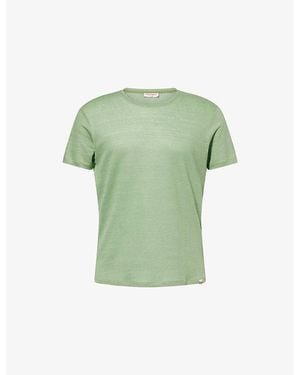 Orlebar Brown Crewneck Short-Sleeve Linen T-Shirt - Green