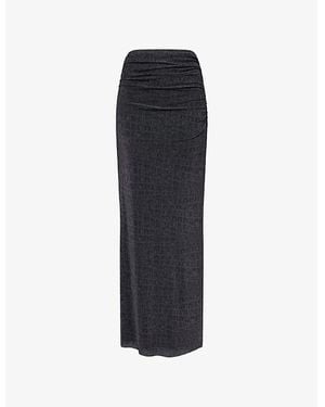 Daily Paper Croc-Print Gathered Stretch-Mesh Maxi Skirt - Black