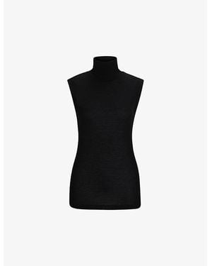 BOSS X Naomi Campbell Turtleneck Woven Top - Black