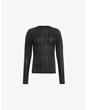 AllSaints Penny Cascade Long Sleeve High-Low Top in Black | Lyst