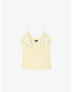 The Kooples Adjustable-Strap Pleated Woven Cami Top - Metallic