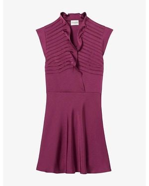 Claudie Pierlot Sleeveless Ruffled Satin Mini Dress - Purple