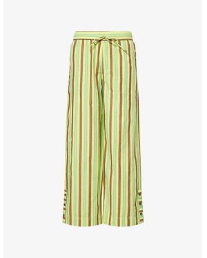 Damson Madder Ritik Striped Cotton-Poplin Pants - Green