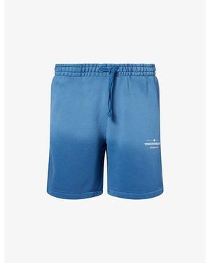 The Couture Club Spray-Wash Logo-Print Cotton Shorts - Blue