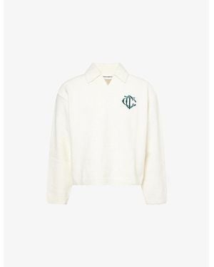 The Couture Club Emblem Appliqué Knitted Polo Top - White