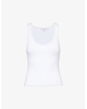 GOOD AMERICAN Heritage Ribbed Stretch-Cotton Top - White