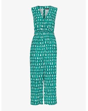 Whistles Linked Smudge Graphic-Print Woven Jumpsuit - Green