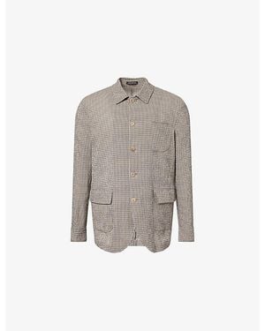 Emporio Armani Checked Seersucker Cotton Jacket - Grey