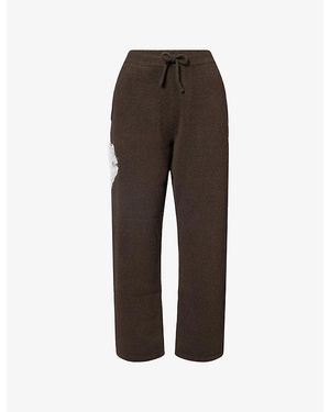 The Couture Club Monogram Fluffy Knitted Jogging Bottoms - Brown