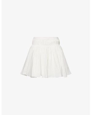 Alaïa Ruffled High-Waist Cotton And Linen Mini Skirt - White