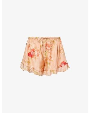 Zimmermann Roselight Frill Silk Shorts - Pink