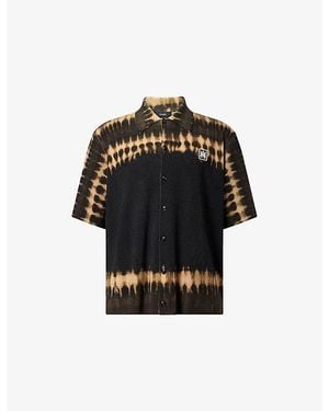 Amiri Ma Patch Tie-Dye Wool Knit Shirt - Black