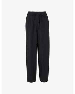 Whistles Tie-Waist Straight-Leg Woven Pants - Black