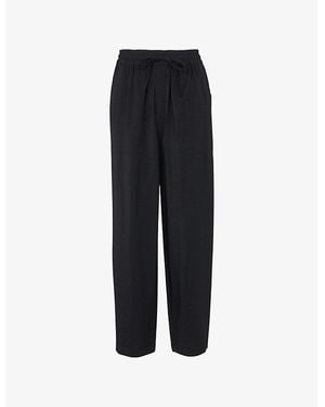 Whistles Tie-Waist Straight-Leg Woven Trousers - Black