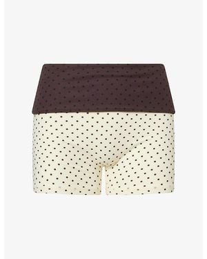 BO+TEE Polka-Dot Logo Stretch-Jersey Shorts - Natural