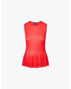Ashlyn Bennett Peplum-Hem Knitted Top - Red