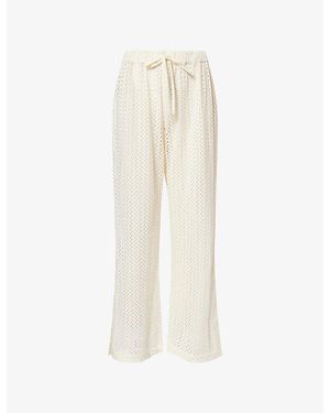 Seafolly Side-Split Wide-Leg Crochet Trousers - White