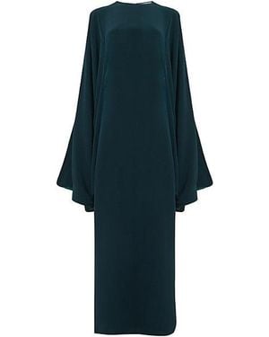 eem Cut-Out Contrast-Sleeve Woven Kaftan Dress - Blue