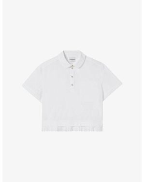 Claudie Pierlot Pleated-Hem Patch-Pocket Cotton Top - White