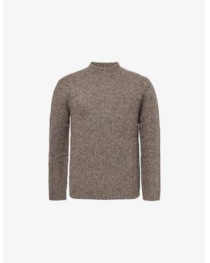 Emporio Armani Crewneck Long-Sleeves Wool Blend Jumper - Brown